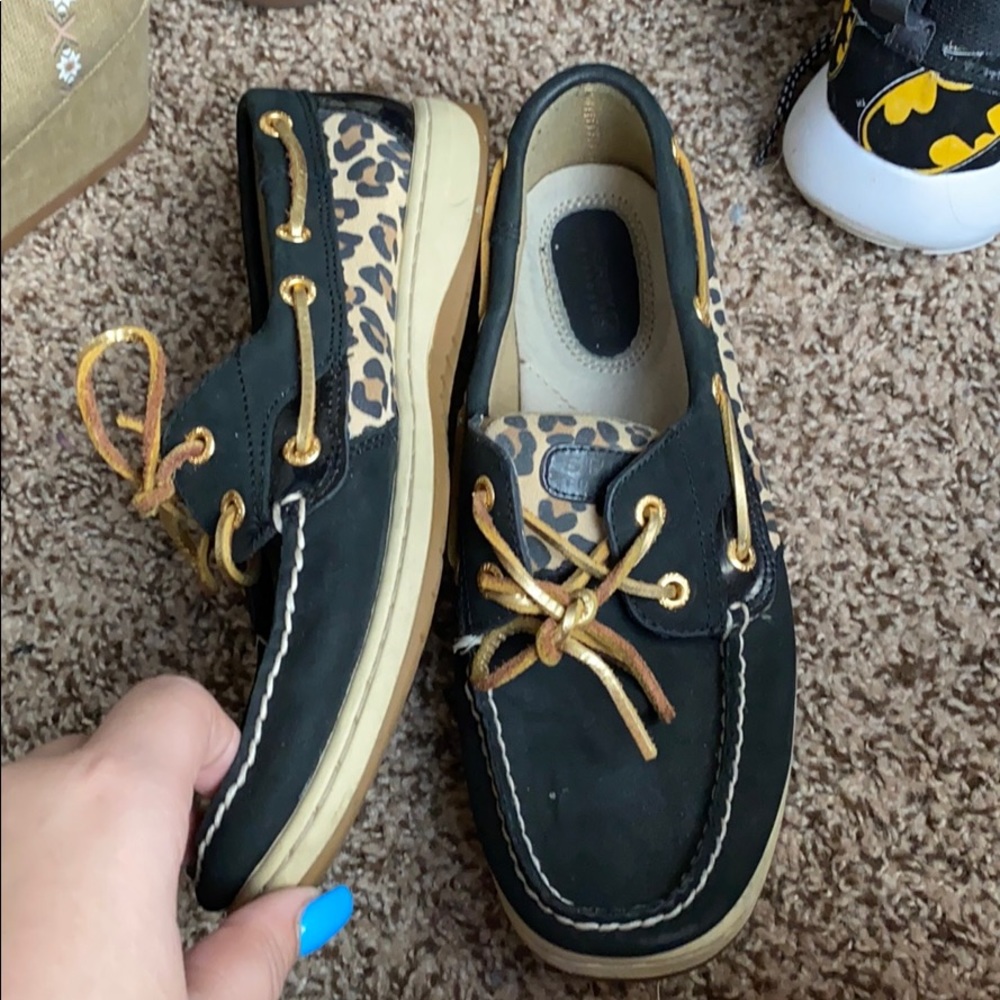 Leopard print sperry shoes